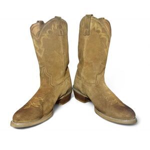 Laredo Men’s Western Boots 9.5 EW Tan Suede Leather Cowboy Round Toe